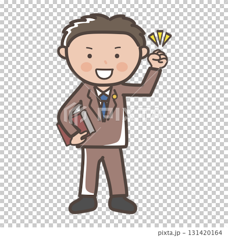 ガッツポーズでやる気満々な男性弁護士の全身イラスト ガッツポーズでやる気満々な男性弁護士の全身イラスト 131420164