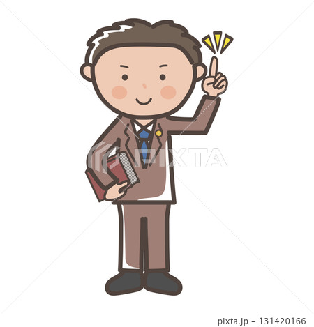 ポイントを説明する男性弁護士の全身イラスト 131420166