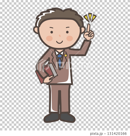 ポイントを説明する男性弁護士の全身イラスト 131420166
