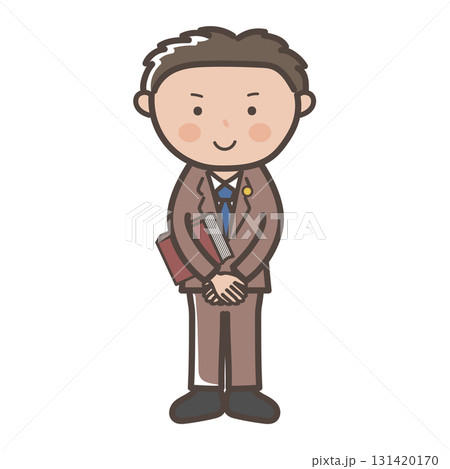 笑顔で接客するイメージの男性弁護士の全身イラスト 笑顔で接客するイメージの男性弁護士の全身イラスト 131420170
