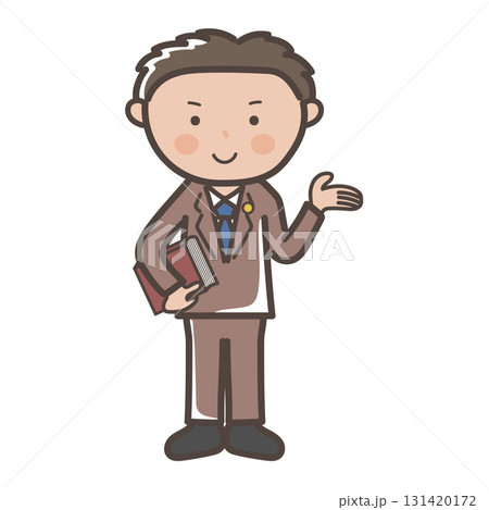 説明をする男性弁護士の全身イラスト 説明をする男性弁護士の全身イラスト 131420172