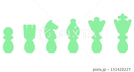 チェスの駒のイラスト。グリーンの落書き風 131420227