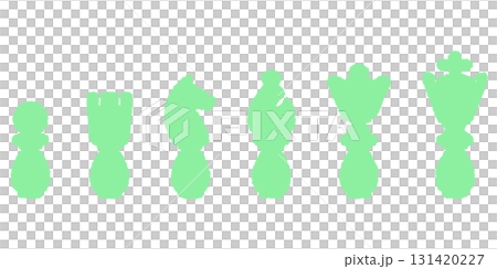 チェスの駒のイラスト。グリーンの落書き風 131420227