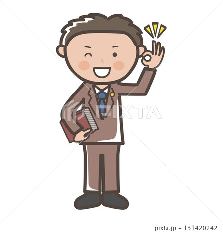 了解のOKサインを送る男性弁護士の全身イラスト 131420242