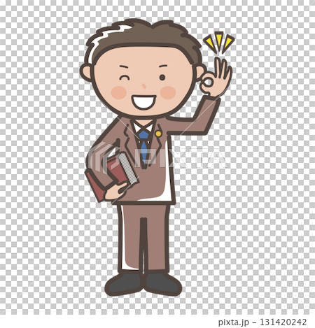 了解のOKサインを送る男性弁護士の全身イラスト 131420242