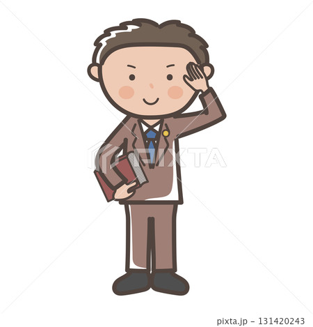 了解ポーズをする男性弁護士の全身イラスト 131420243