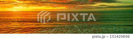 Dramatic sunset over the sea. Gradient color. Horizontal banner Dramatic sunset over the sea. Gradient color. Horizontal banner 131420698