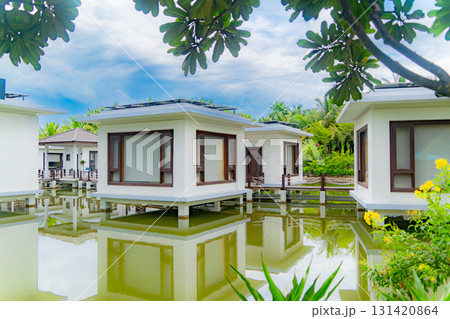 Bungalows on ponds. Bungalows on ponds. 131420864