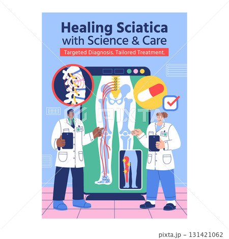 Flat Healthcare Poster Highlighting Sciatica Diagnosis and Tailored Medical Treatment Flat Healthcare Poster Highlighting Sciatica Diagnosis and Tailored Medical Treatment 131421062