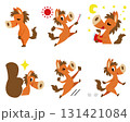 手描きのゆるい馬キャラクターセット 　(お辞儀、いいね、おはよう、おやすみ、ガッツポーズ) 131421084