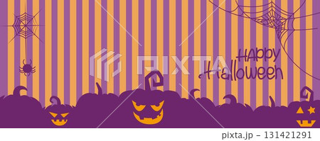 ハロウィンのかぼちゃと星の装飾フレーム、ハロウィンデコレーションイラスト 131421291