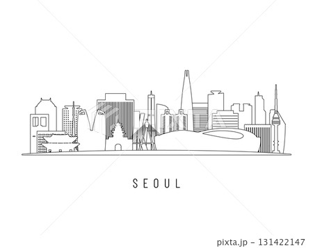 Detailed Seoul skyline vector illustration. 131422147