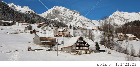 Traditional timber houses in the Toggenburg Valley, Switzerland. Traditional timber houses in the Toggenburg Valley, Switzerland. 131422323