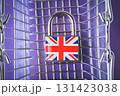 Red great britain sanctions closed on white background. 131423038