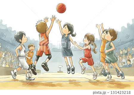 美優シリーズ：混合チームの選手がリバウンドを争う 131423218