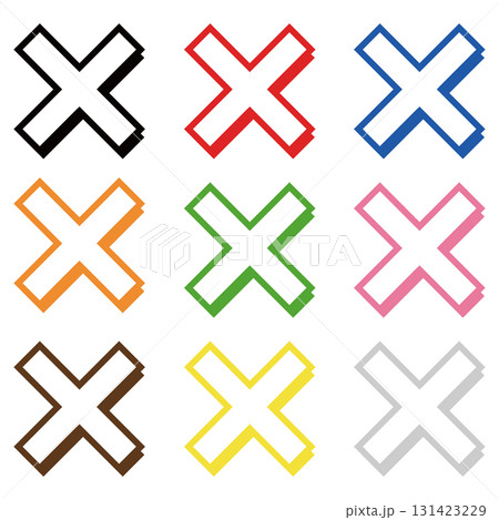 バツ印　影付き セット 131423229