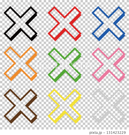 バツ印　影付き セット 131423229