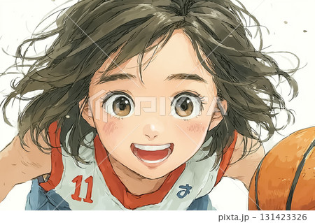 美優シリーズ：高校生 バスケットボール部 練習中 笑顔 131423326