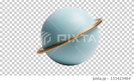 透明背景（png）に土星のようなリングのある惑星の3Dイラスト 131423464