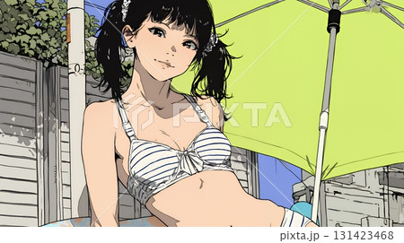 下着姿でくつろいでいる若い女性 131423468
