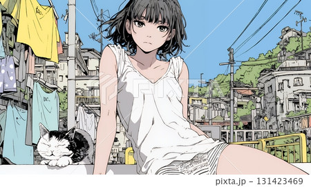 下着姿でくつろいでいる若い女性