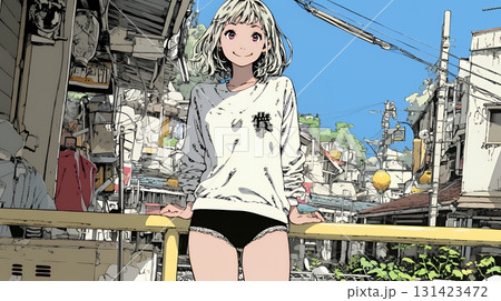 下着姿でくつろいでいる若い女性