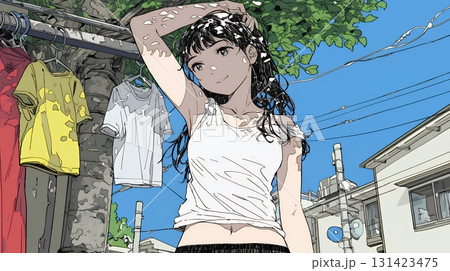 下着姿でくつろいでいる若い女性