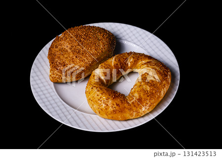 Traditional Turkish Breakfast Pastries Simit and Cheese Filled Pastry 131423513