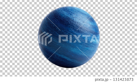 透明背景（png）に海王星のイメージの青い惑星の3Dイラスト 131423873