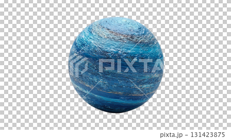 透明背景(png)に海王星のイメージの青い惑星の3Dイラスト 透明背景(png)に海王星のイメージの青い惑星の3Dイラスト 131423875