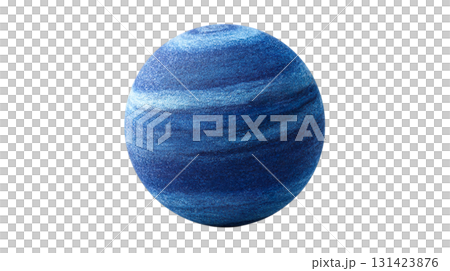 透明背景(png)に海王星のイメージの青い惑星の3Dイラスト 透明背景(png)に海王星のイメージの青い惑星の3Dイラスト 131423876