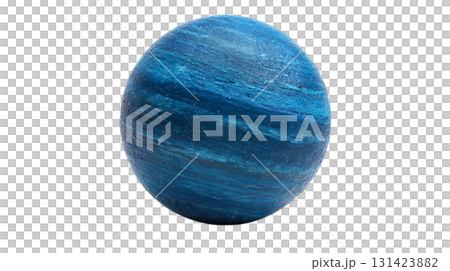 透明背景（png）に海王星のイメージの青い惑星の3Dイラスト 131423882