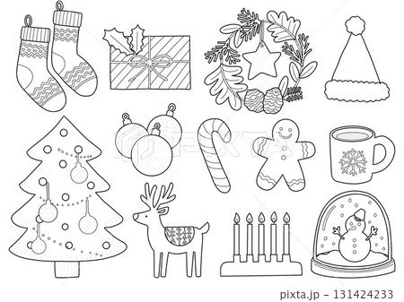 クリスマスアイテムの塗り絵 131424233