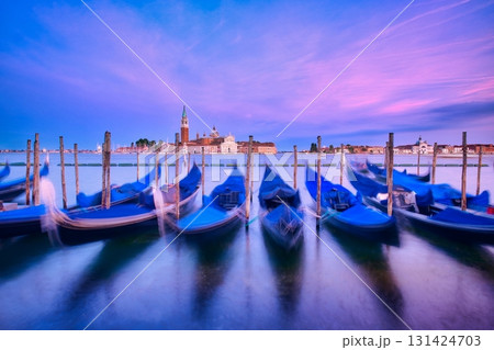 Venice sunset and Gondolas 131424703