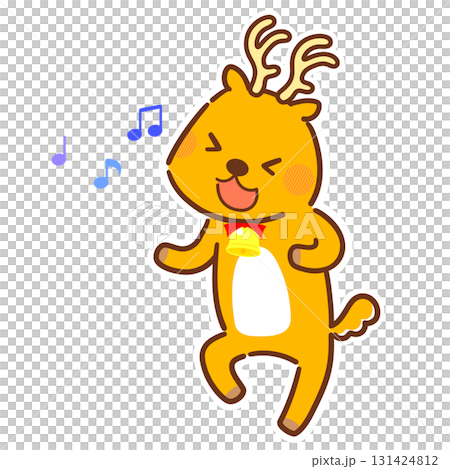 楽しく歌うかわいいトナカイのイラスト（クリスマス向け） 131424812