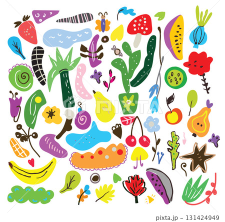 Funny tropic abstact set illustration 131424949