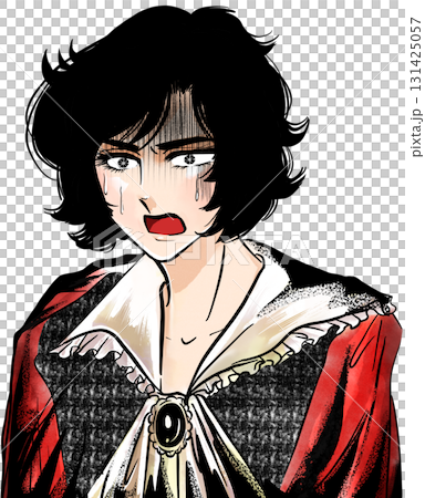 ショックで言葉を失う昭和少女漫画風中世ヨーロッパの黒髪王子 131425057