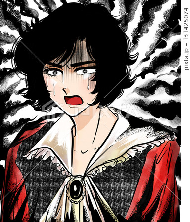 ショックで言葉を失う昭和少女漫画風中世ヨーロッパの黒髪王子と不吉背景 ショックで言葉を失う昭和少女漫画風中世ヨーロッパの黒髪王子と不吉背景 131425074