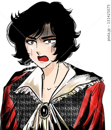 ショックで言葉を失う昭和少女漫画風中世ヨーロッパの黒髪王子 131425075