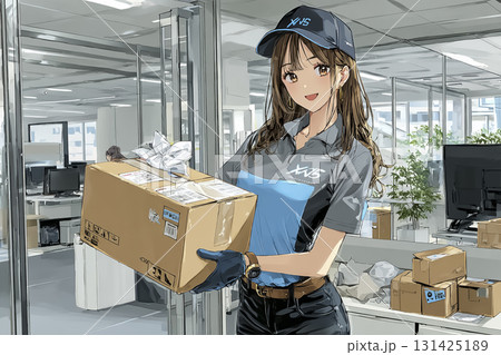 物流倉庫で働く女性のイラスト素材 131425189