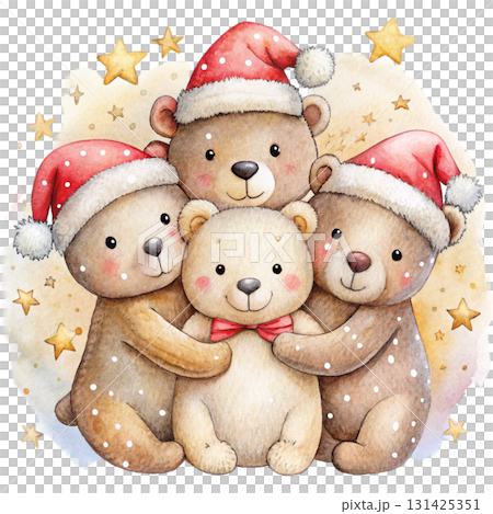 A cute illustration of four bears hugging each other warmly, family love A cute illustration of four bears hugging each other warmly, family love 131425351