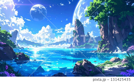 青く輝く海の中にある不思議な世界 131425435