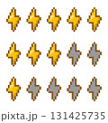 Pixel Art Lightning Bolt Energy Level Icons in Gold and Gray 131425735
