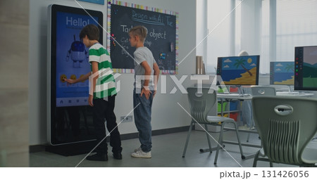 Children Learn Creating 3D Objects, and One Boy Communicates With AI Mood Tracker Children Learn Creating 3D Objects, and One Boy Communicates With AI Mood Tracker 131426056