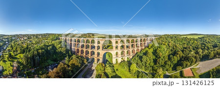 Goeltzschtal Bridge panoramic aerial view 131426125