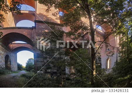 Goeltzschtal Bridge view from below with arches 131426131