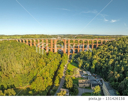 Goeltzschtal Bridge panoramic aerial view 131426138