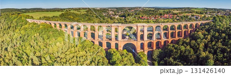 Goeltzschtal Bridge panoramic aerial view 131426140
