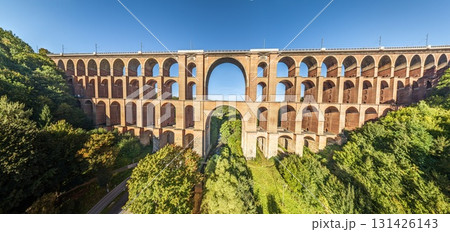 Goeltzschtal Bridge panoramic aerial view 131426143