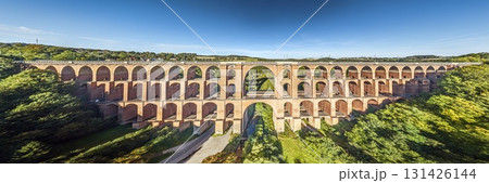 Goeltzschtal Bridge panoramic aerial view 131426144